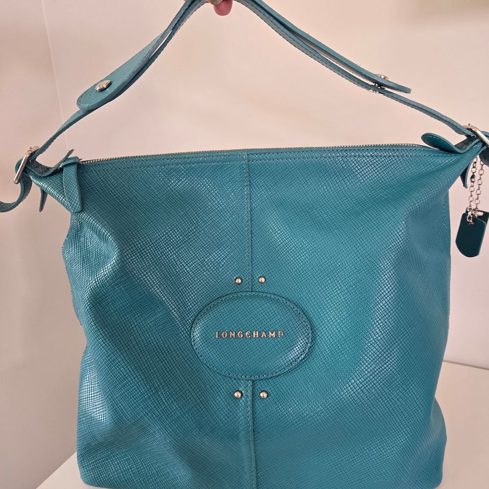 Quadri Hobo Bag in Teal Leather Hobo Bag Pre-loved
