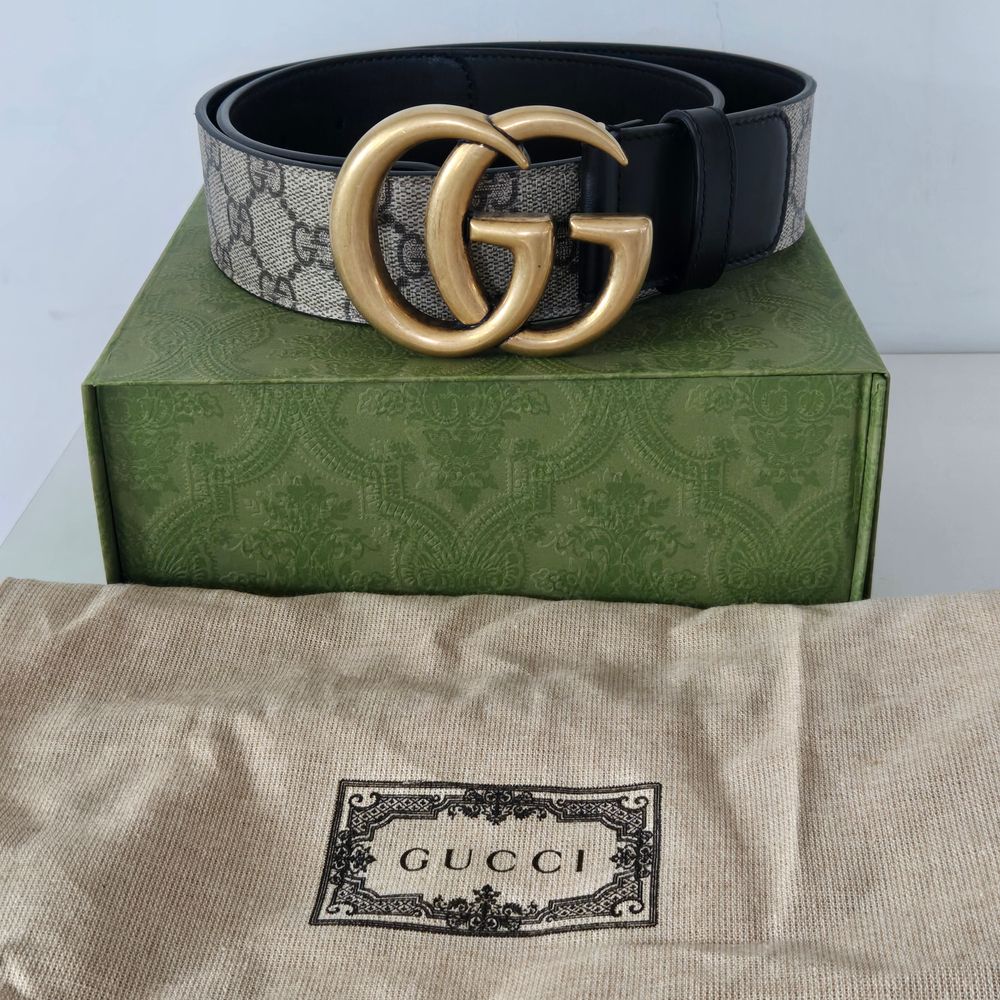 Gucci GG Supreme Canvas Belt – Size 80/32, Beige & Black BNIB