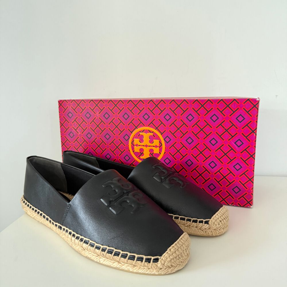Tory Burch Everly Espadrilles – Leather Brand New in Box Black Espadrilles
