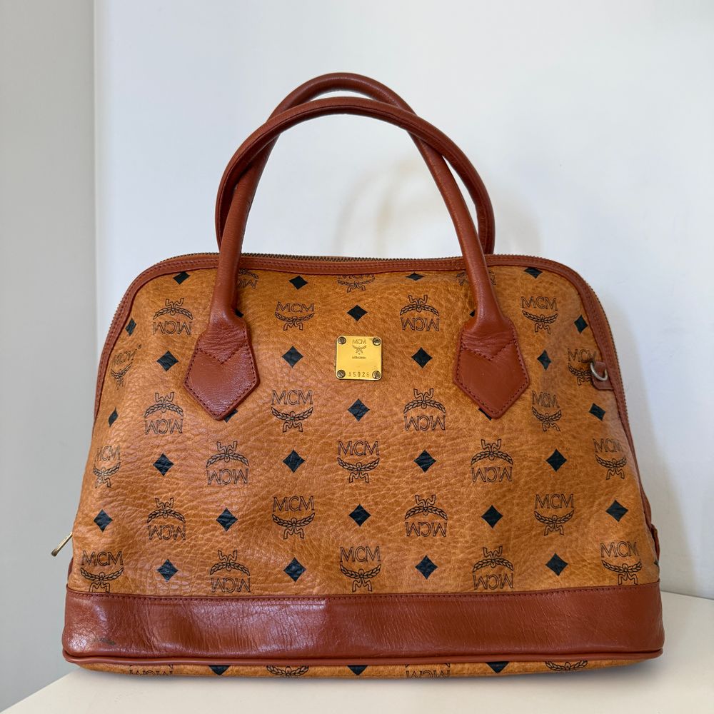 MCM Visetos Logogram Cognac Brown LV Alma Type Bag Pre-Owned