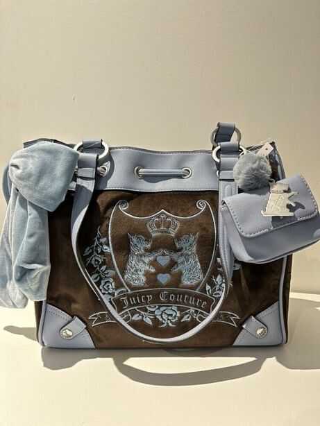 Juicy Couture Chocolate New Love Chapter Tote in Blue And Brown BNWT