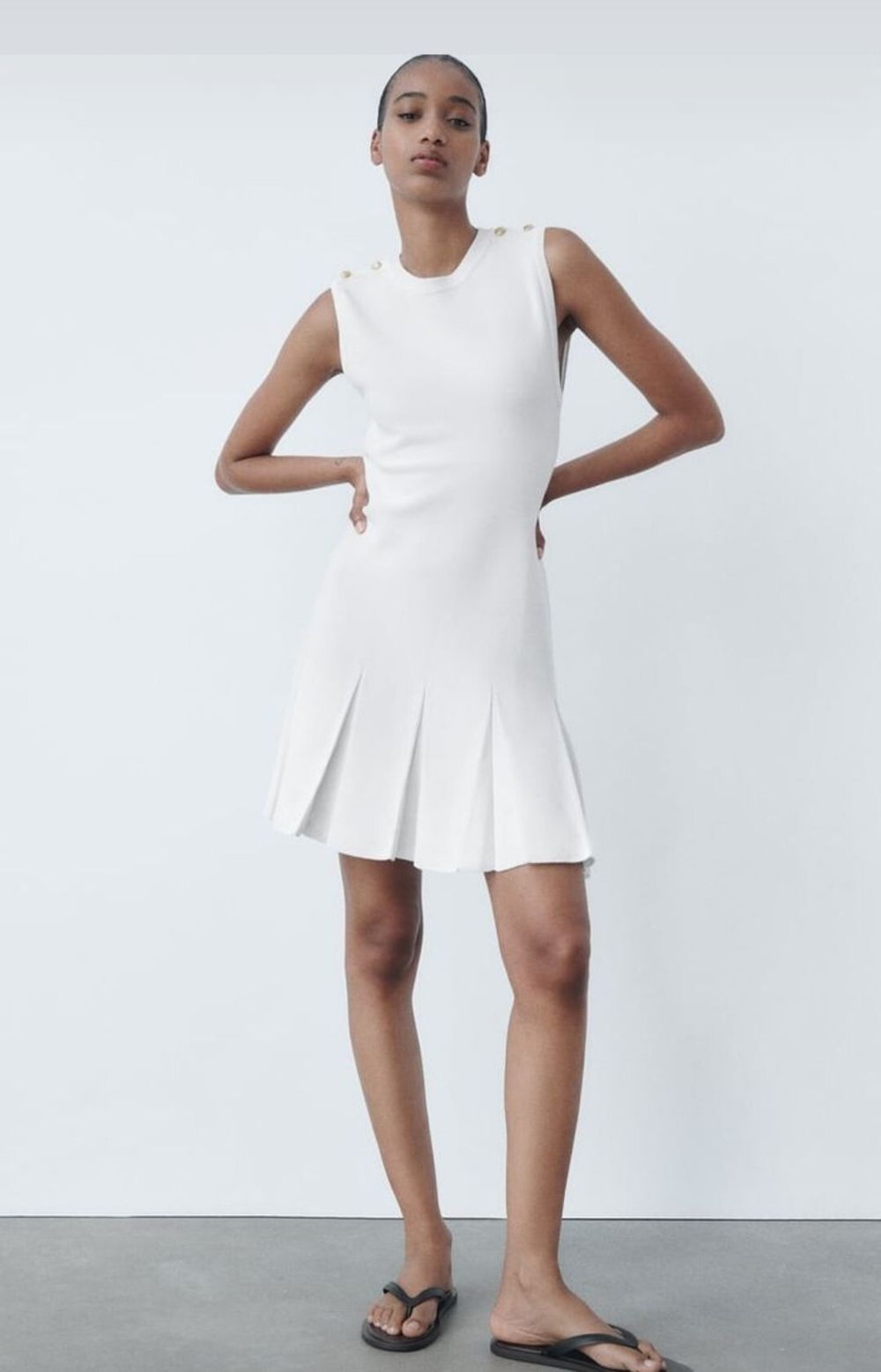 Zara - Zara white flared skirt knitted dress on Designer Wardrobe