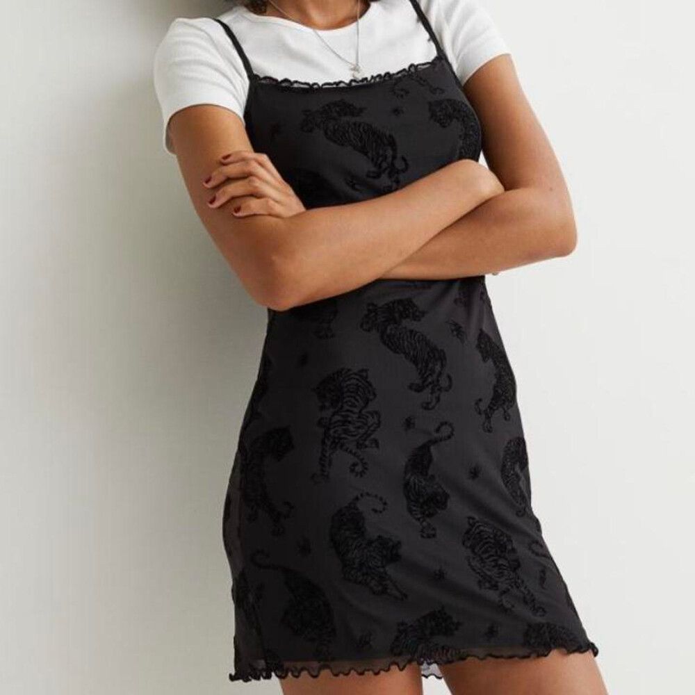 Divided H&M Velvet Tiger Print Bodycon Mini Dress
