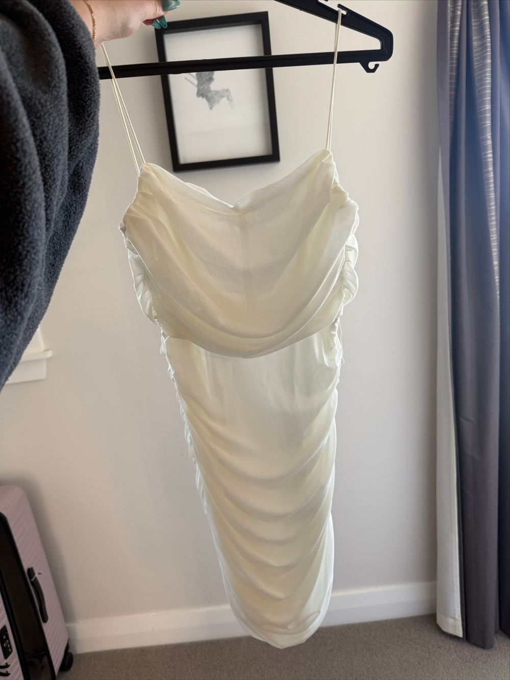 Princess Polly White Cowl Neck Midi Dress