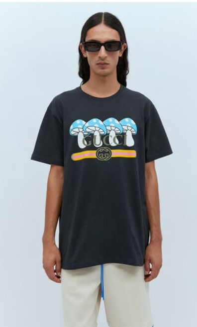 Mushroom-Print Relaxed-Fit T-Shirt