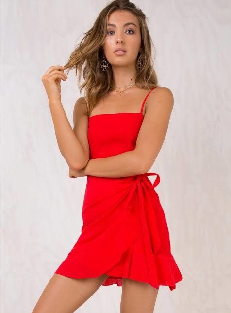knee length dresses for ladies Burkes Mini Dress Red Check