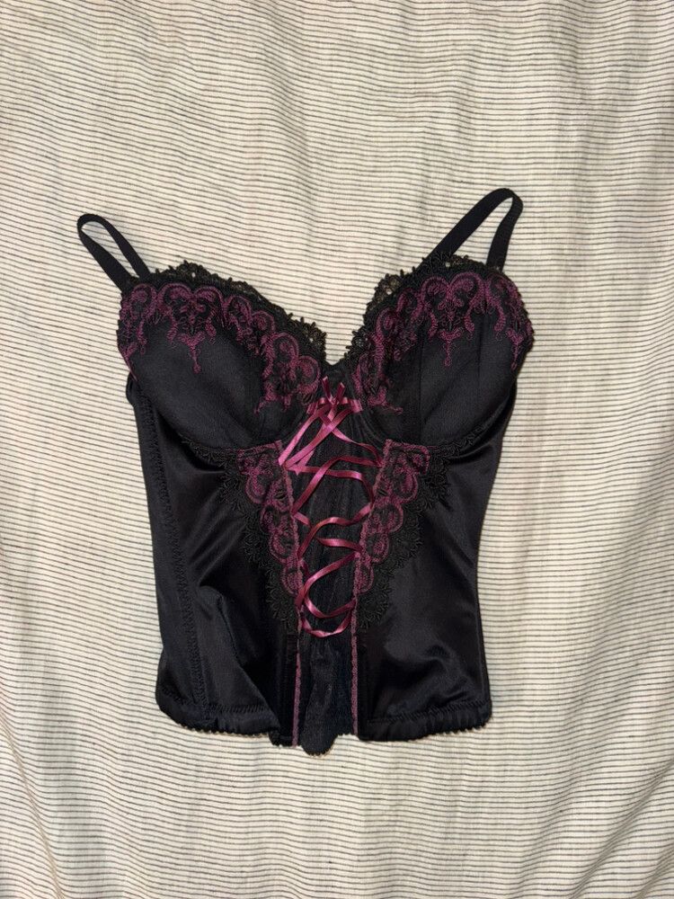 black and purple lace corset