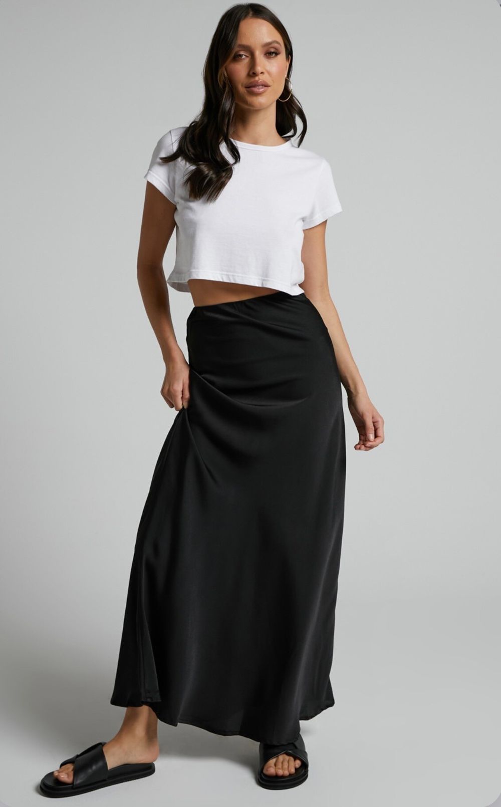 Black Satin Maxi Skirt