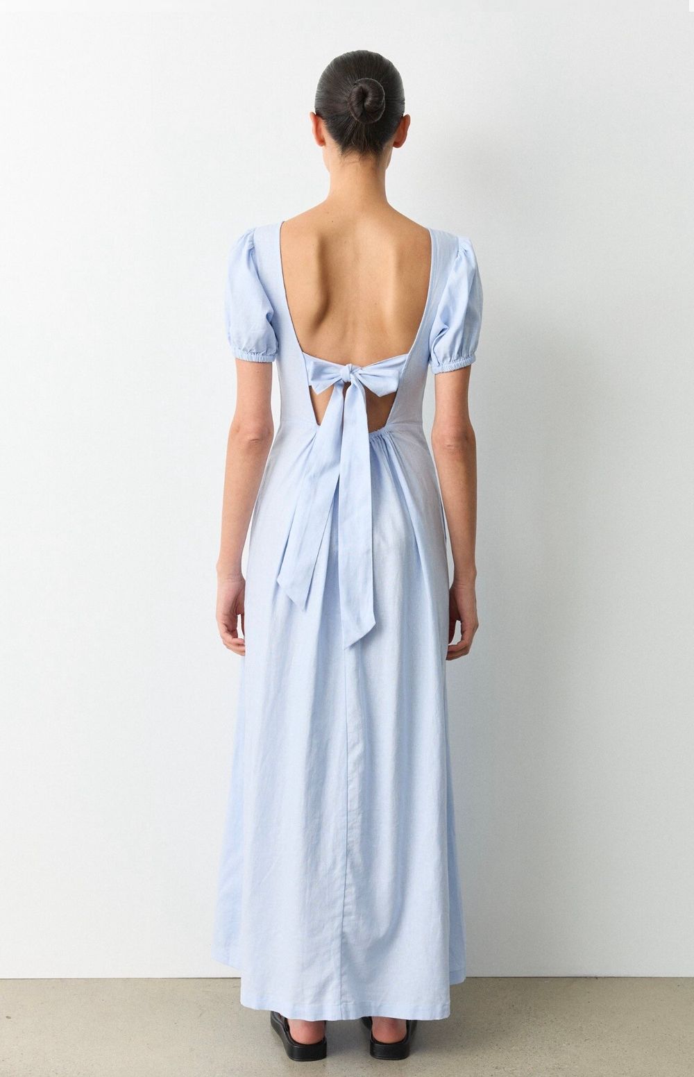 Blue Low Back Tie Dress