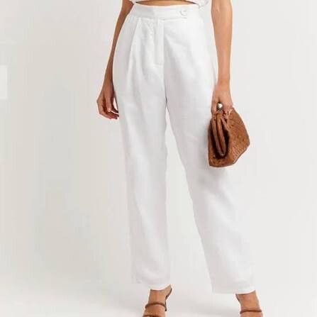 Dissh White Linen Pants
