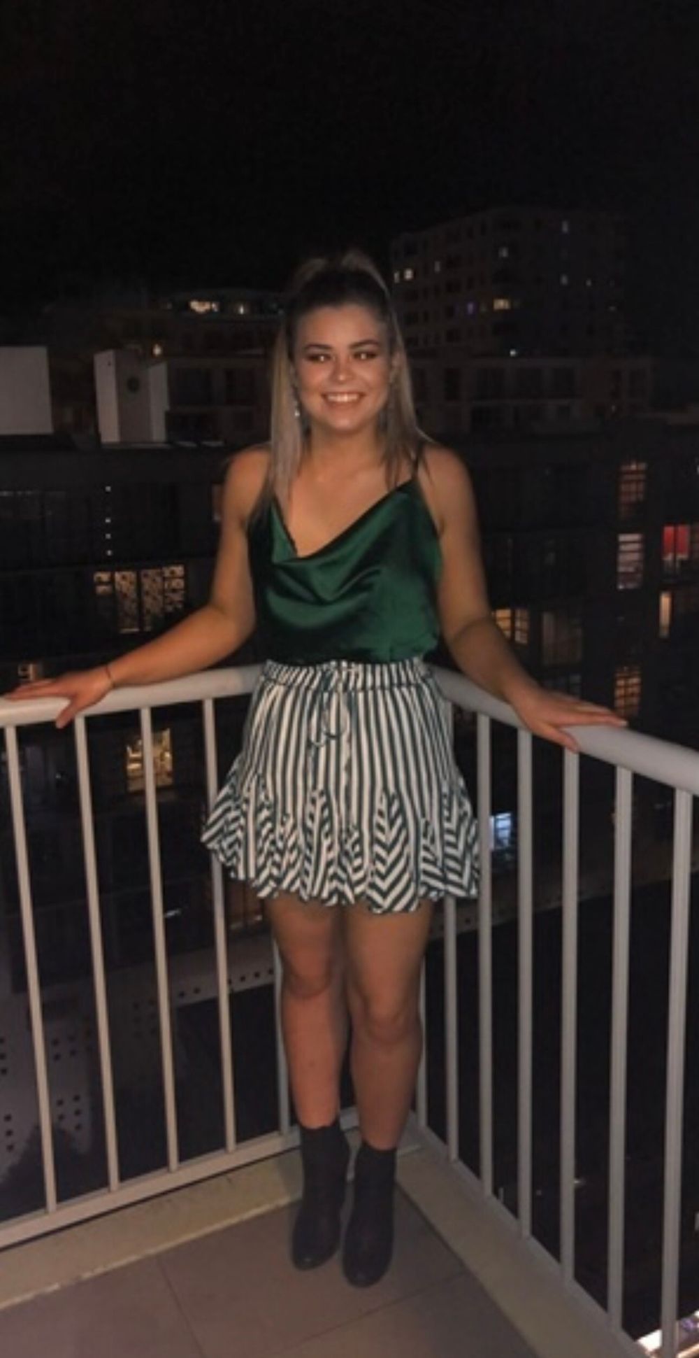 Green & White Mini Skirt