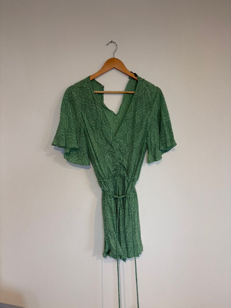 Green Patterned Playsuit
