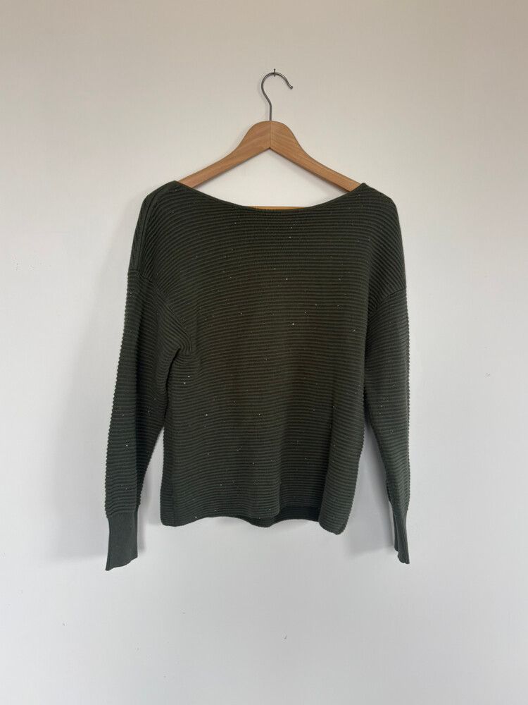 Ribbed Knit Green Jumper