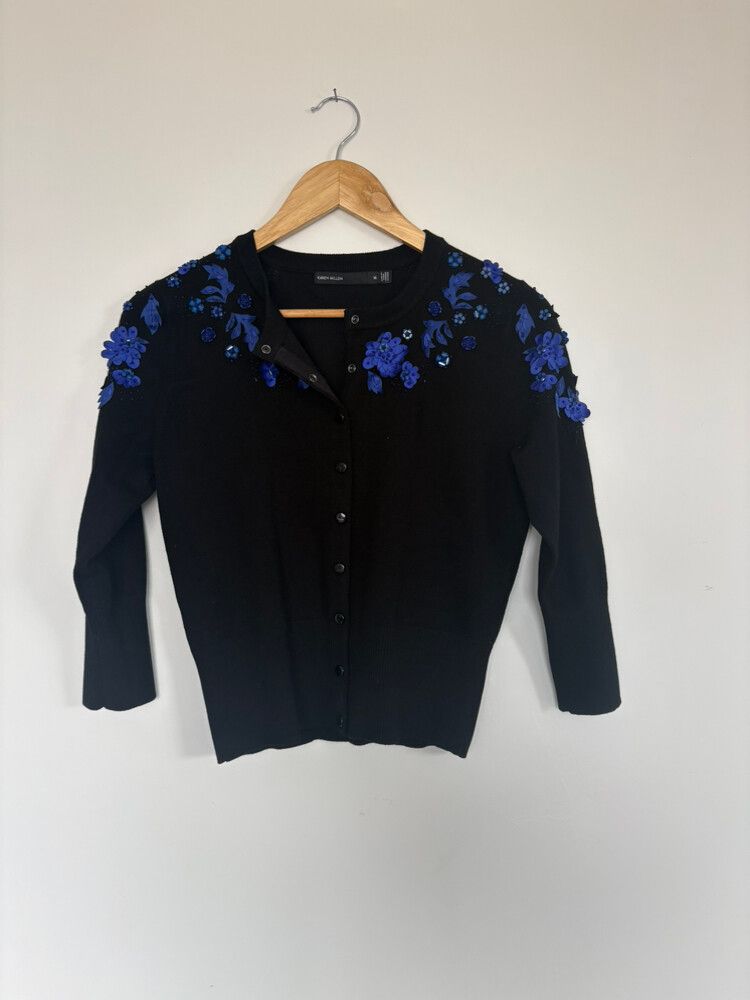 Karen Millen Black Floral Cardigan