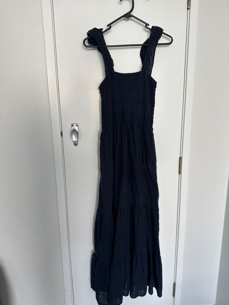 Washed Navy Tiered Dress