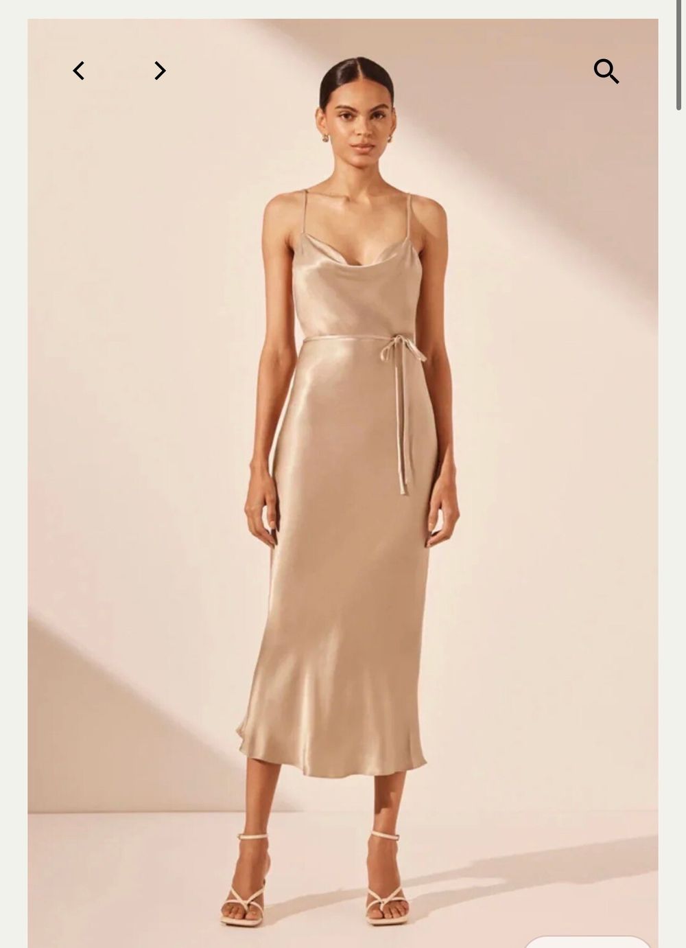 Shona Joy Champagne Gold Midi Dress