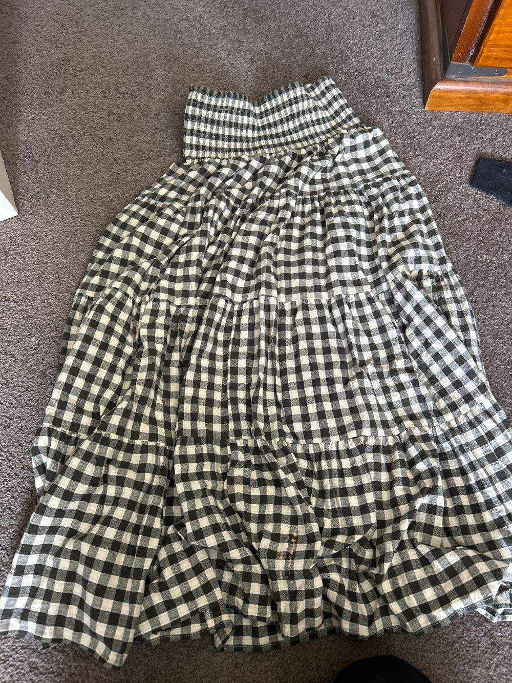 Whistle Black And White Gingham Tiered Maxi Skirt