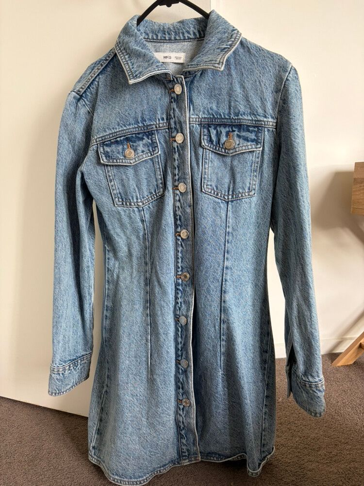 mango denim mini dress Button denim dress - Women