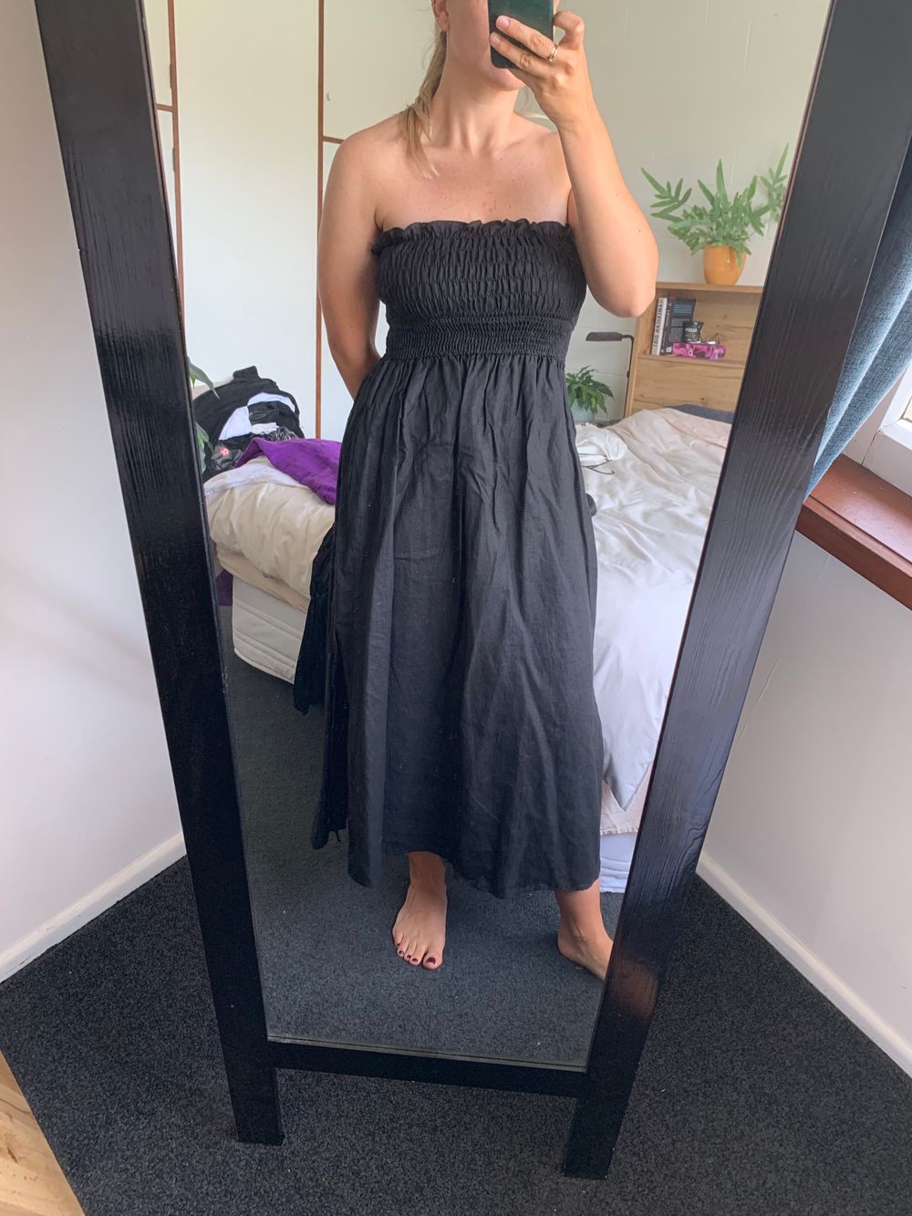 a line v neck satin prom dress A Line V Neck Navy Blue Satin Long Prom Dress Formal Dress PSK043 US10 / Navy Blue main image 1