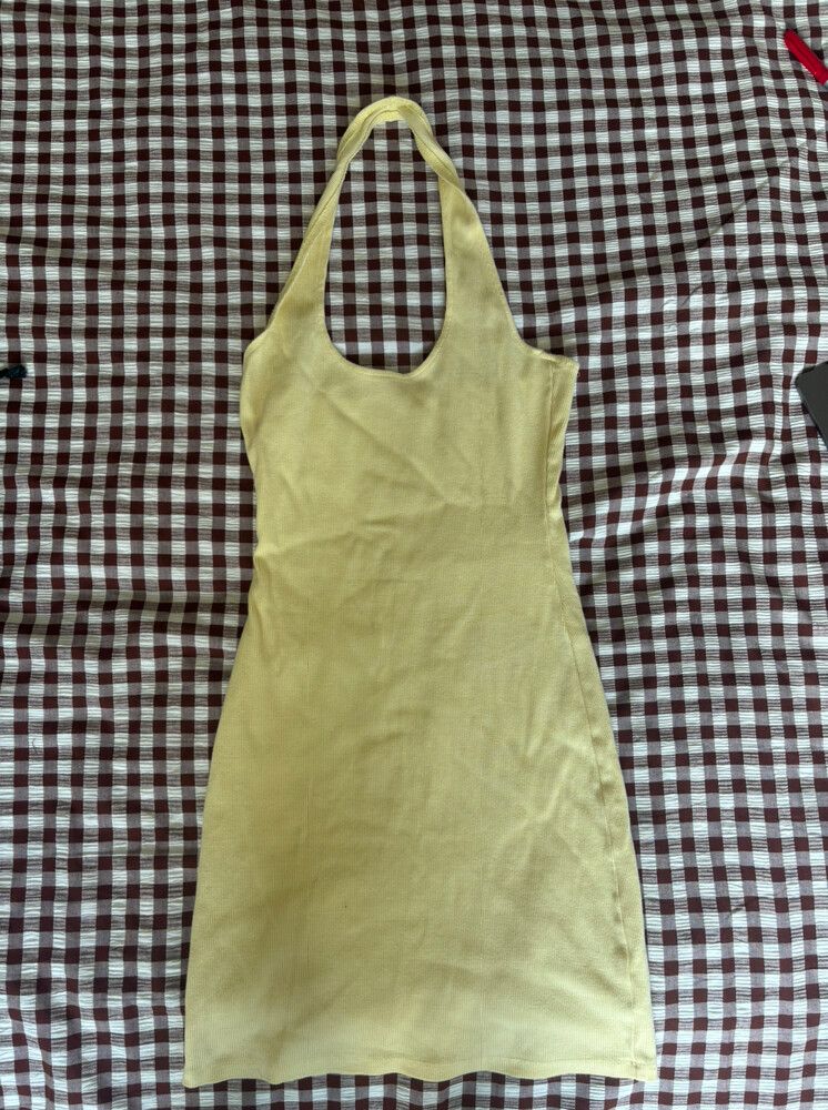 Yellow Halter Neck Mini Dress