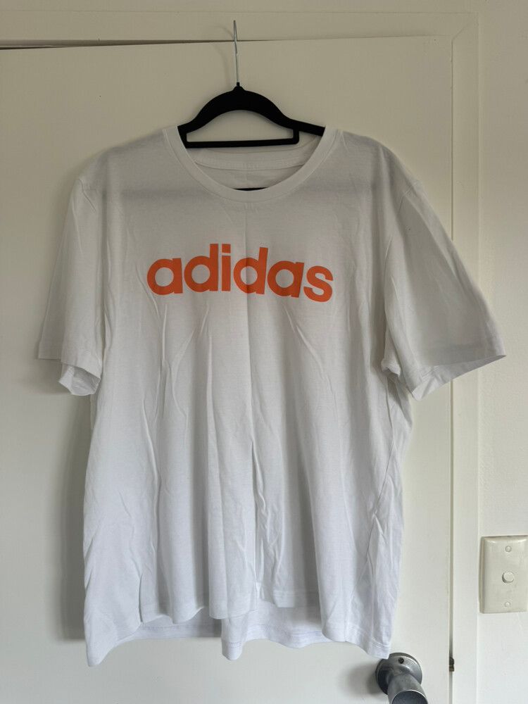 Adidas White and Orange T-Shirt