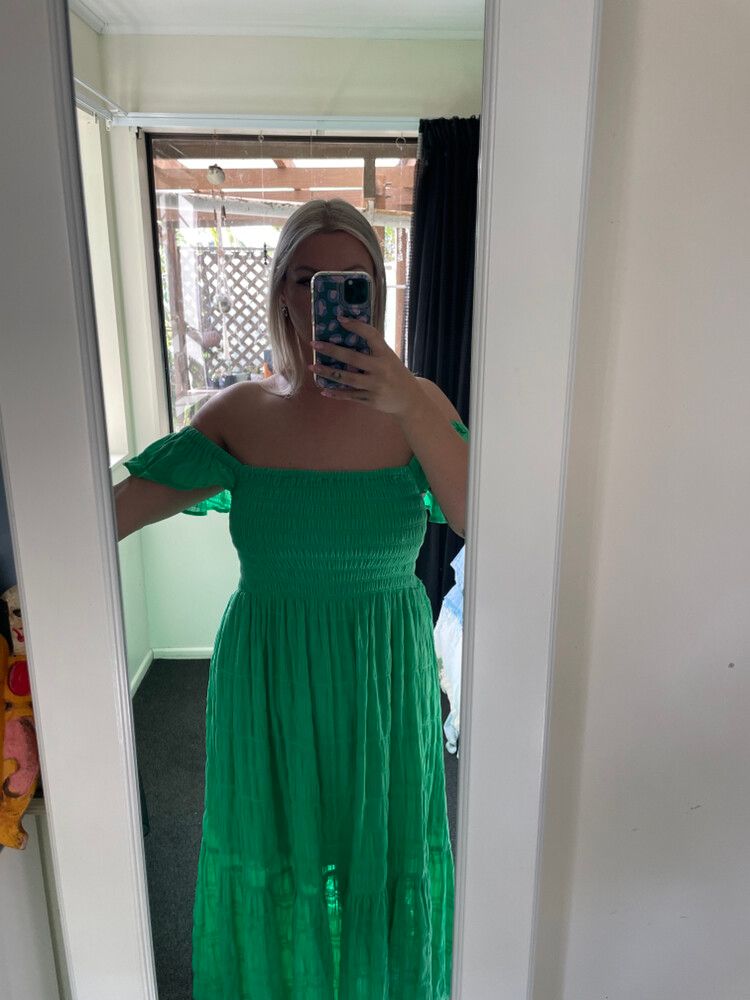 green emerald velvet dress DECJUBA Victoria Shirred Waist Dress / Size 18 / Used (Excellent condition)  / RRP $0.00 – Authentified main image 1