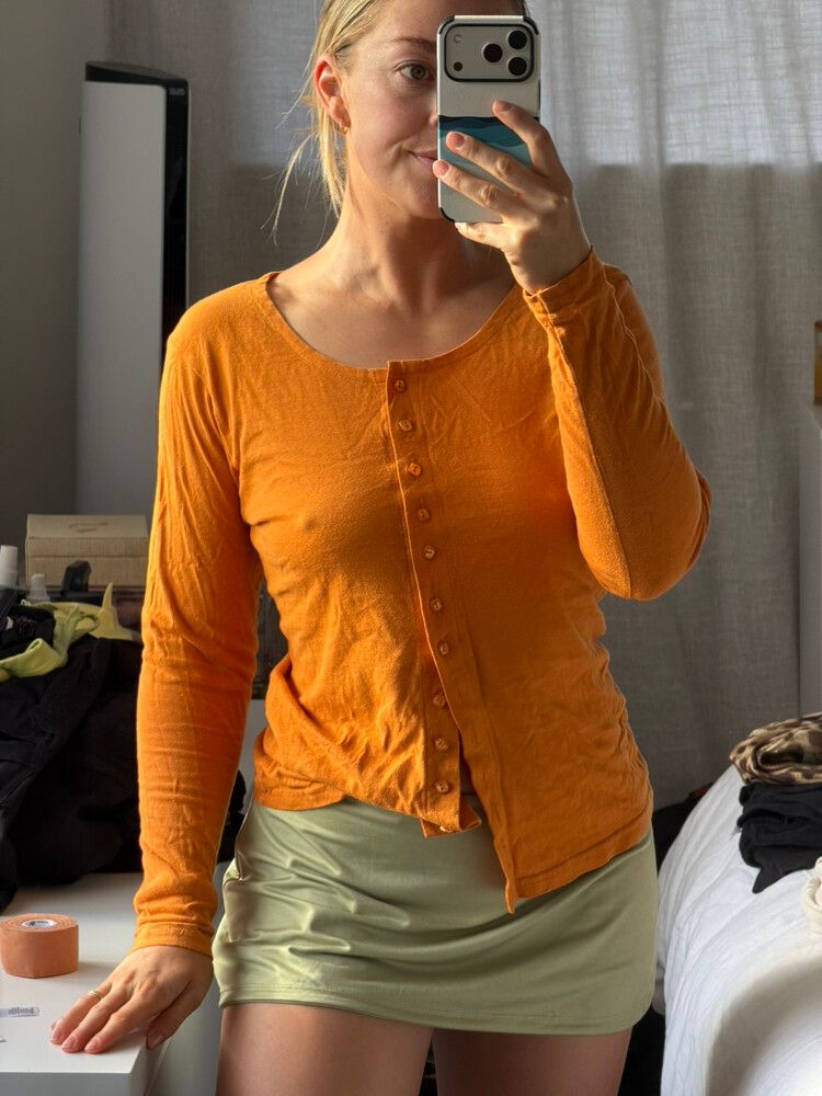 Mixit Orange Button Up Top