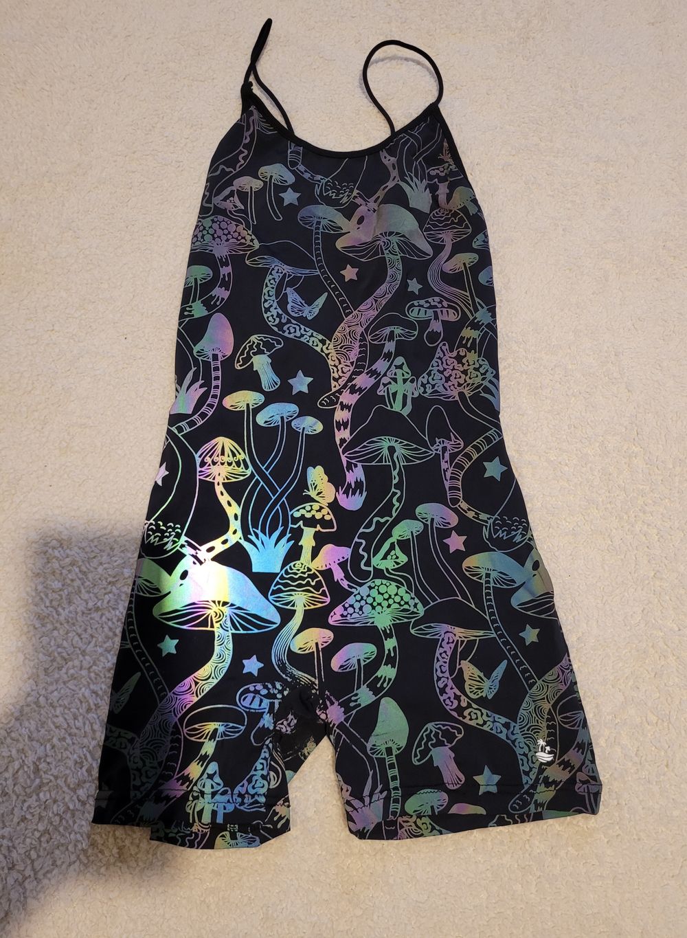 Shroom beach Black Holographic Mushroom Playsuit