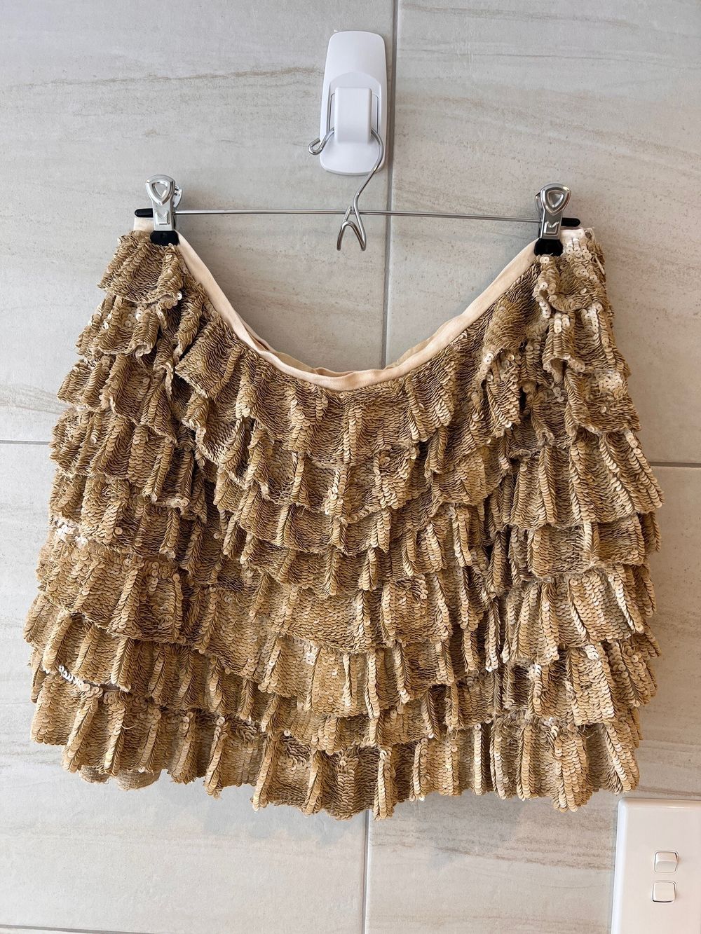 Cooper solid Sequin ruffle mini skirt
