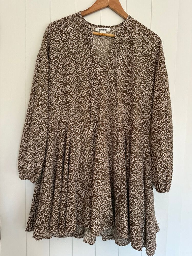 Boho print brown dress