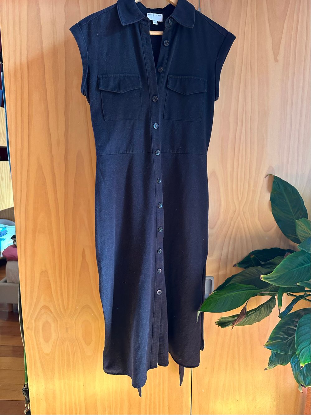 Witchery Black Sleeveless Shirt Dress
