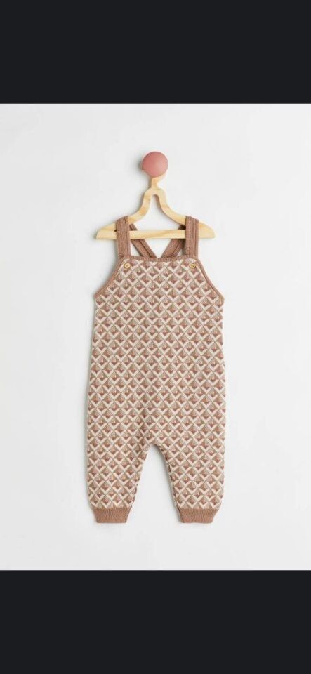 H&M Jacquard Knit Cotton Dungarees 2-3y