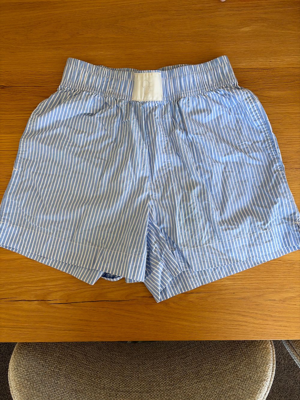 Ode Blue and White Striped Shorts