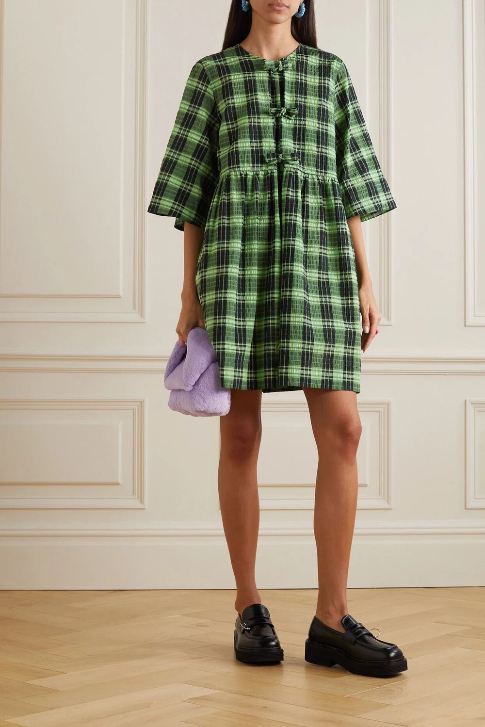 ganni green check dress E-NEW-JAN26