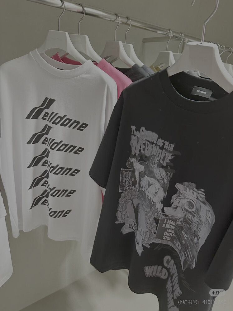 We11done Black Graphic Print T-Shirt Size S