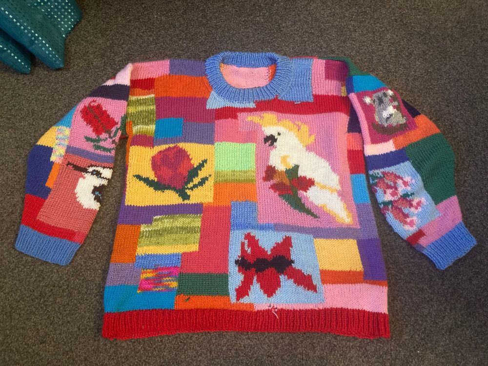 handmade Australiana knitted jumper