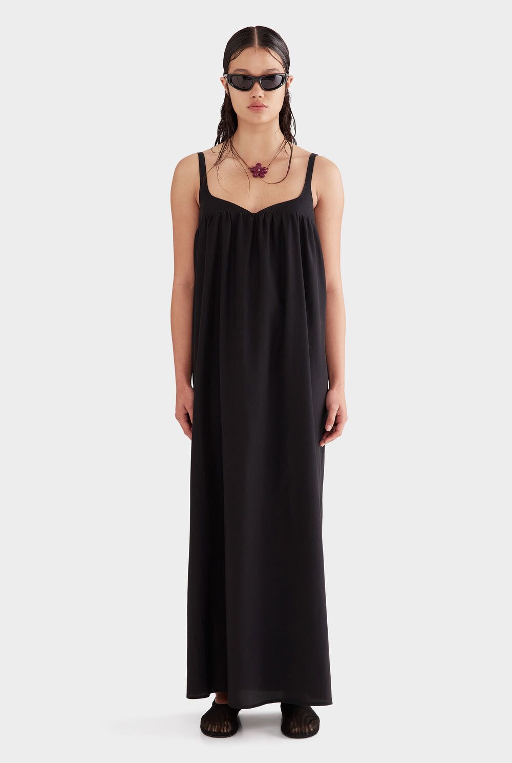 Women’s Maxi Dress in Black - Silk and Cotton