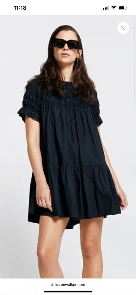 KAREN WALKER MINI ORESTES ORGANIC COTTON DRESS BLACK - US10/UK14
