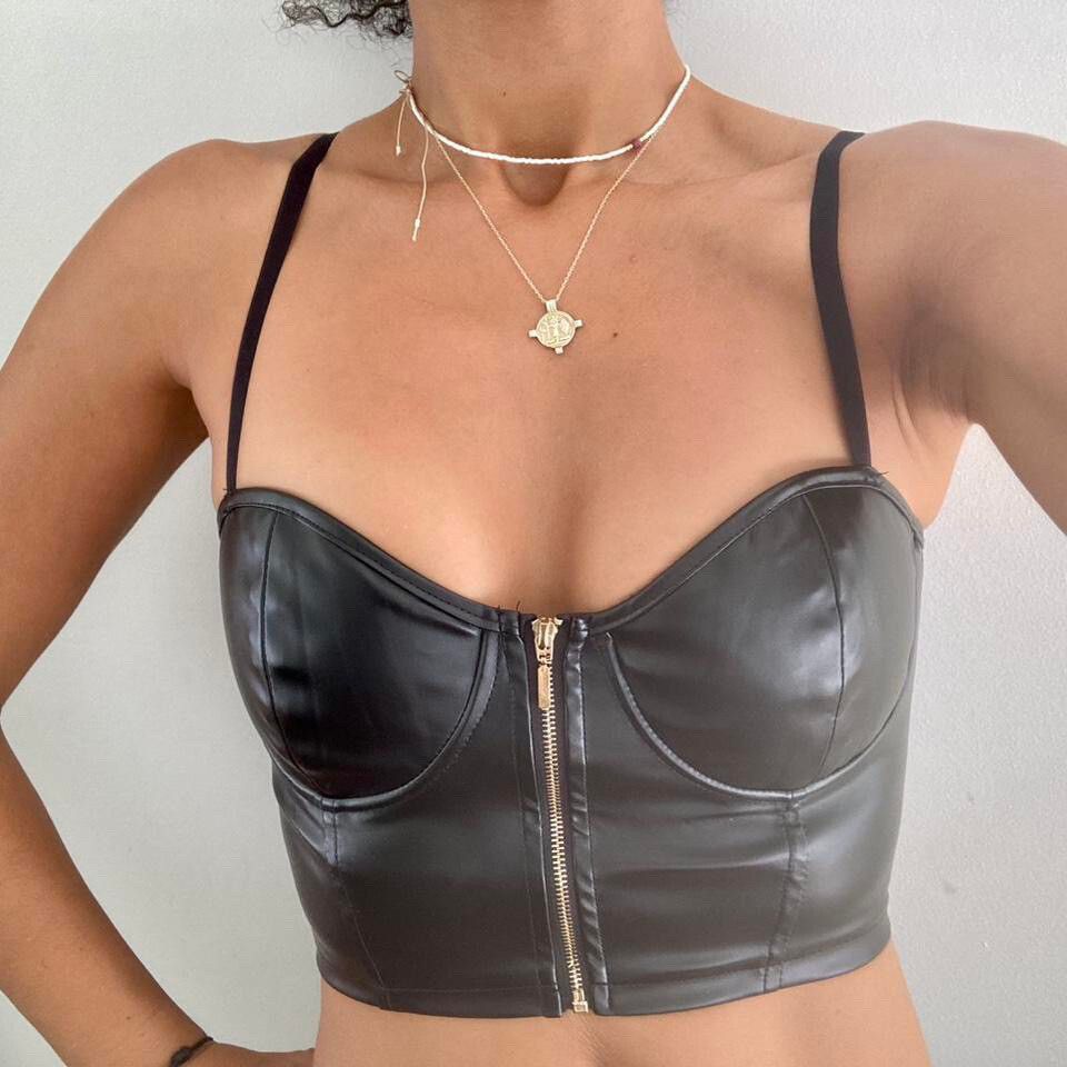 Black faux leather corset Size S