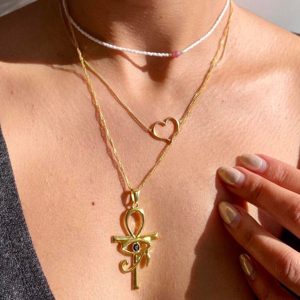 ✨Gold plated brass Egyptian necklace for men or female