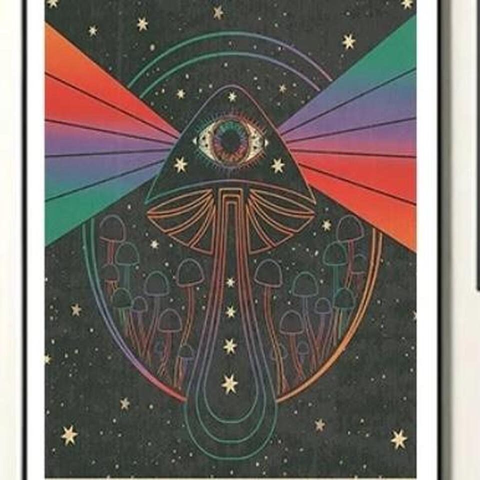 Psychedelic Art On Canva / Magic Mushroom 70s