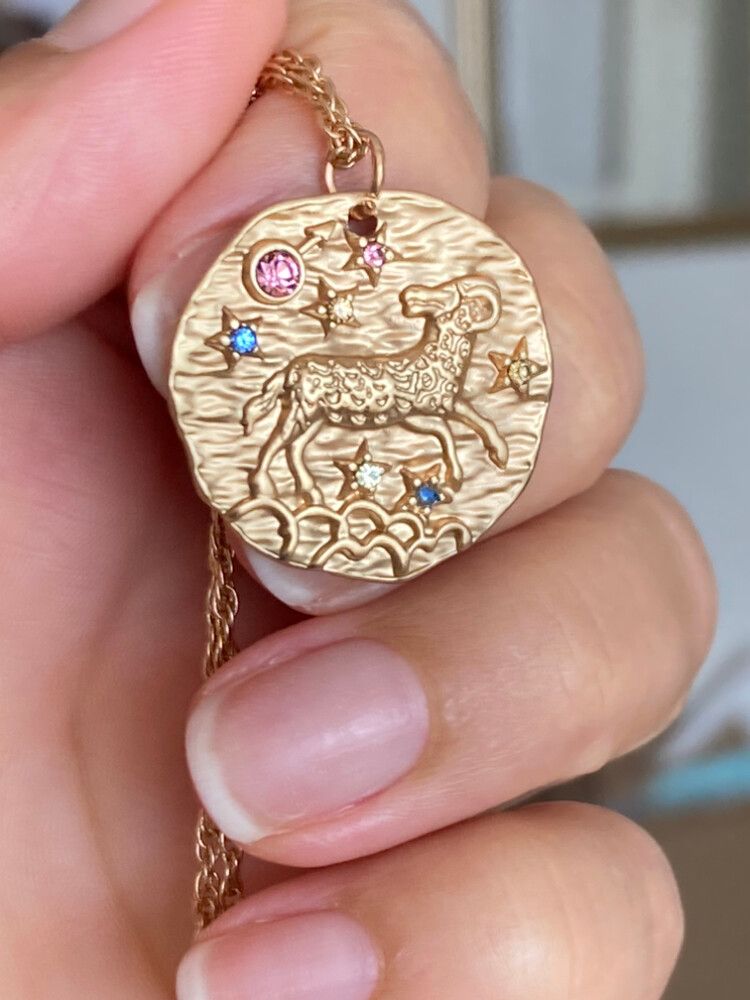 ✨Gold plated Aries star sign necklace