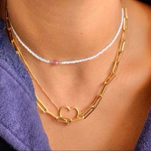 ✨18 K Gold filled stainless steel paper clip short necklace Perfect for layering with other gold necklaces or even silver or pearls !! This is a thick paper clip chain necklace  I do have a thinner version  #gold #forever jewelry gift  Perfect for swimmin
