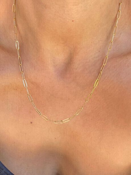 ✨ Dainty Paperclip Gold Necklace ✨ Feminine Minimal Luxe  A softer, more delicate take on the classic paperclip chain. This dainty necklace brings a refined, feminine touch while keeping that clean, modern aesthetic. Perfect for layering or wearing alone