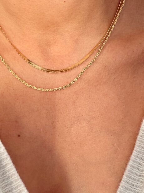 ✨18 K Gold filled stainless steel rope twisted and snake Necklace for Girls✨  This beautiful 2 layered necklace made of stainless steel is waterproof, tarnish free hypoallergenic never color the skin or fade, nickel-free, hypoallergenic, non-irritating to