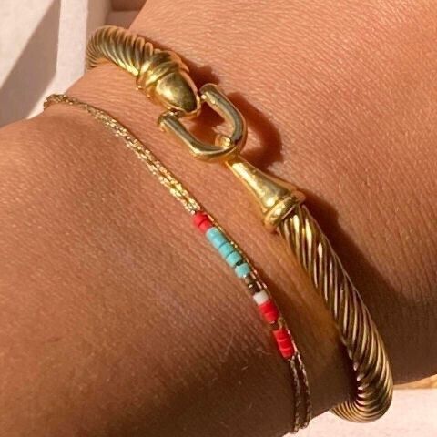 ✨ Gorgeous gold filled titanium stainless steel chunky bracelet