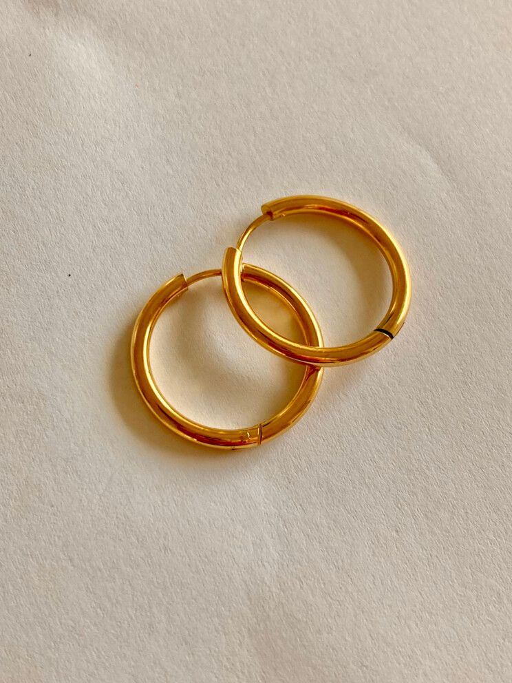 Gold hoops - 100% waterproof - glossy finish