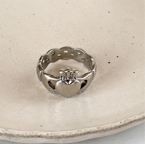 ✨ Silver Vintage Celtic Heart Ring size 6✨  Obsessed with this chunky silver statement ring. It gives cool vintage thrifted energy mixed with soft romantic vibes. The heart and crown details make it feel super unique and almost like an antique find you’d