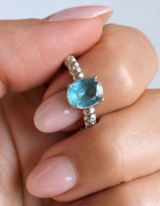 Gorgeous silver and blue dopamine ring  ✨ 925 Sterling Silver Blue Gemstone Ring Adjustable ✨  Dreamy ice blue statement ring made from genuine sterling silver 925 (stamped) with a sparkling topaz-inspired crystal centrepiece and tiny real zircon stones s