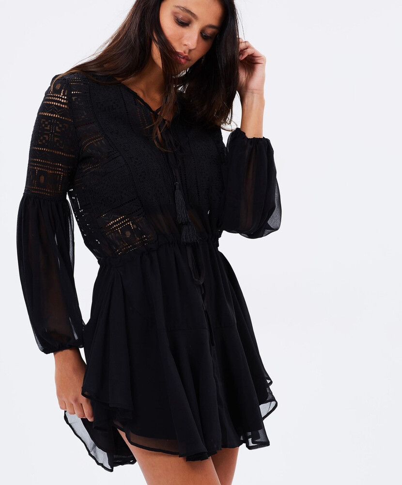 Shona Joy Black Lace Mini Dress